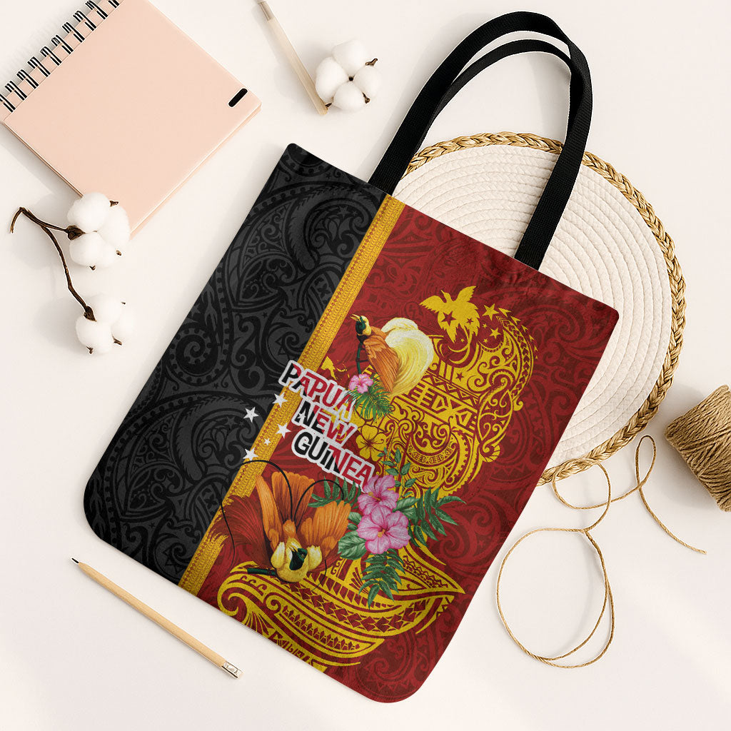 Papua New Guinea Independence Day Tote Bag Birds-of-Paradise Melanesian Tattoos Tropical Plants LT03 Black Strap One Size Multicolor - Polynesian Pride