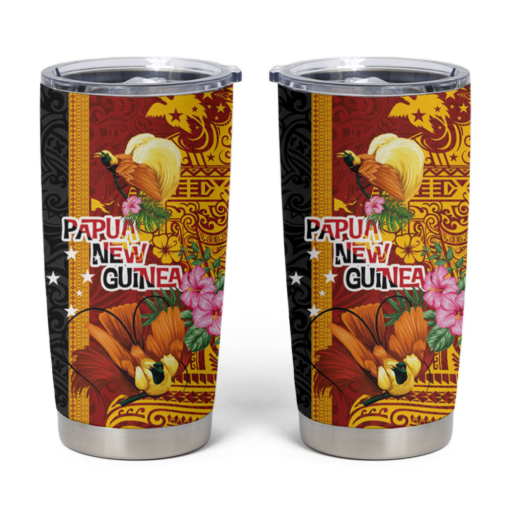 Papua New Guinea Independence Day Tumbler Cup Birds-of-Paradise Melanesian Tattoos Tropical Plants LT03 Multicolor - Polynesian Pride