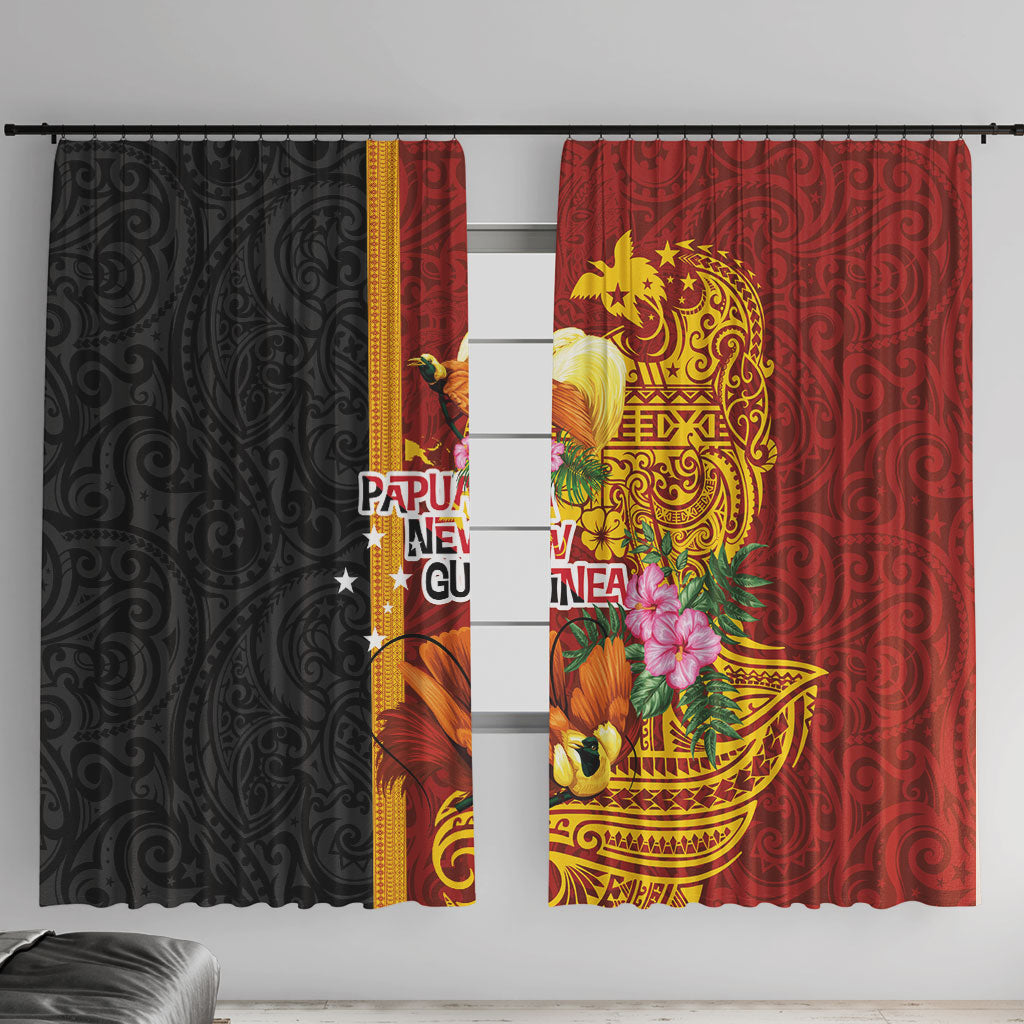 Papua New Guinea Independence Day Window Curtain Birds-of-Paradise Melanesian Tattoos Tropical Plants