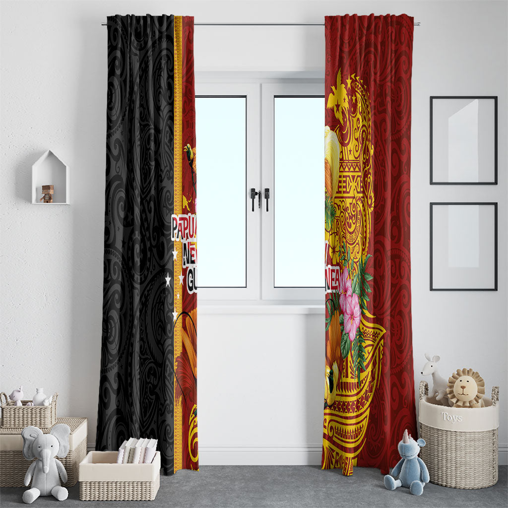 Papua New Guinea Independence Day Window Curtain Birds-of-Paradise Melanesian Tattoos Tropical Plants