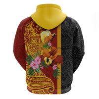 Papua New Guinea Independence Day Zip Hoodie Birds-of-Paradise Melanesian Tattoos Tropical Plants