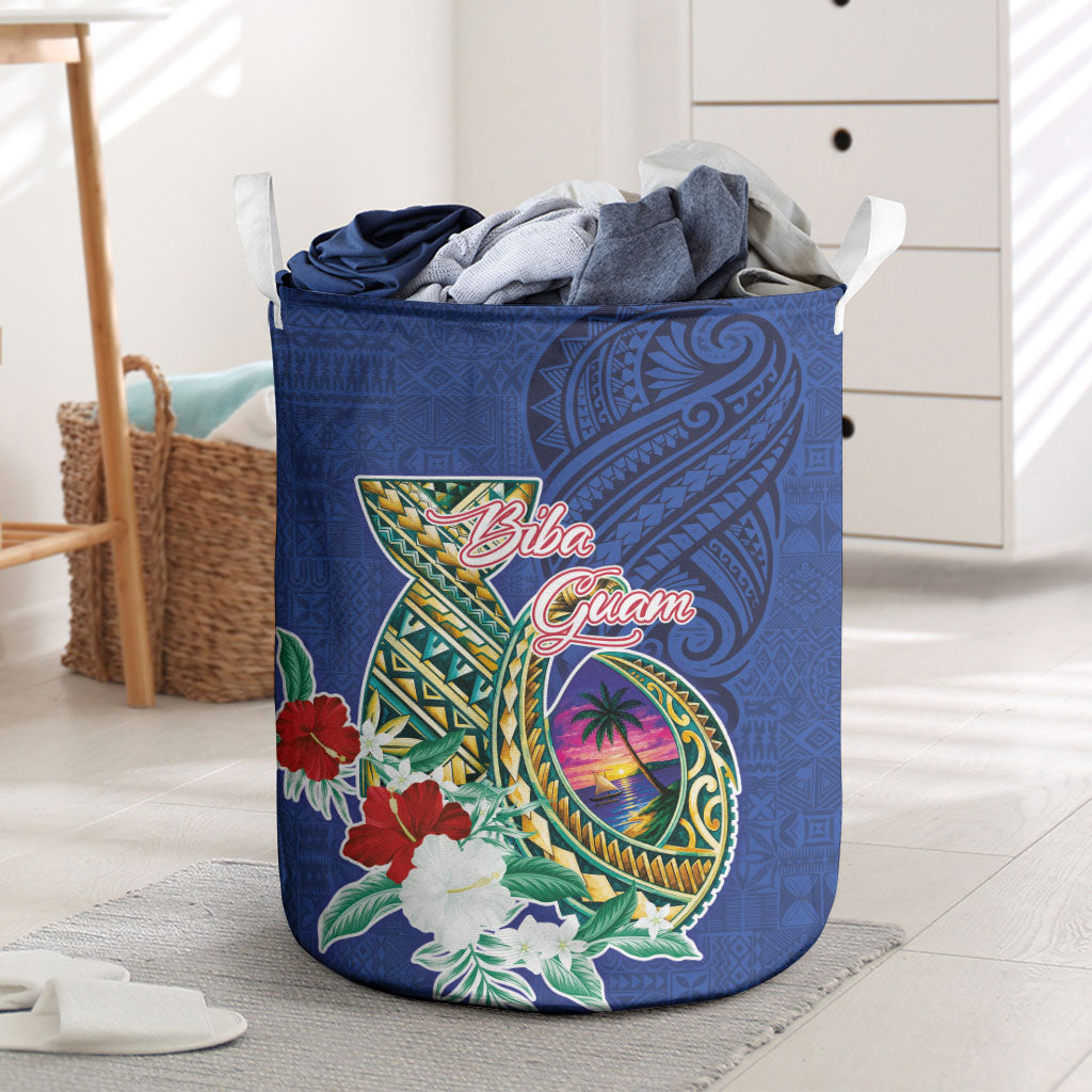 Guam Chamorro Laundry Basket Tribal Latte Stone and Seal Artwork Polynesian Patterns LT03 Multicolor - Polynesian Pride