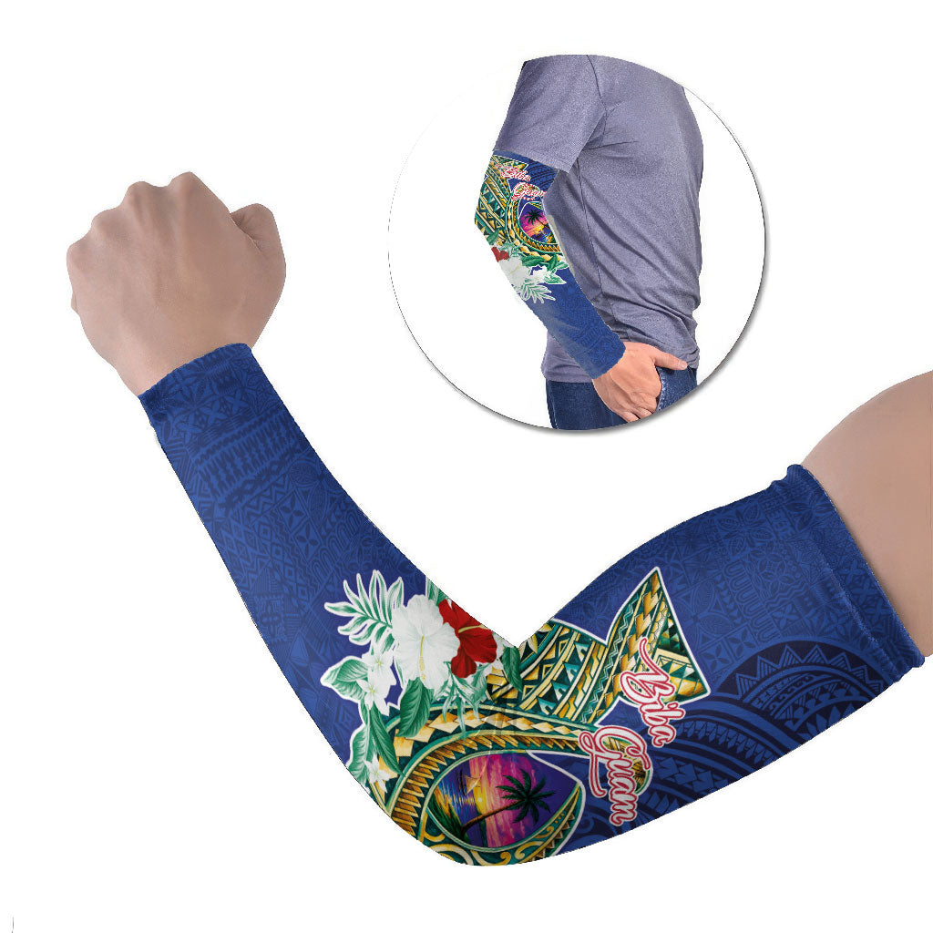 Guam Chamorro Arm Sleeves Tribal Latte Stone and Seal Artwork Polynesian Patterns LT03 Set of 2 Multicolor - Polynesian Pride