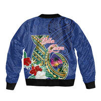 Guam Chamorro Bomber Jacket Tribal Latte Stone and Seal Artwork Polynesian Patterns