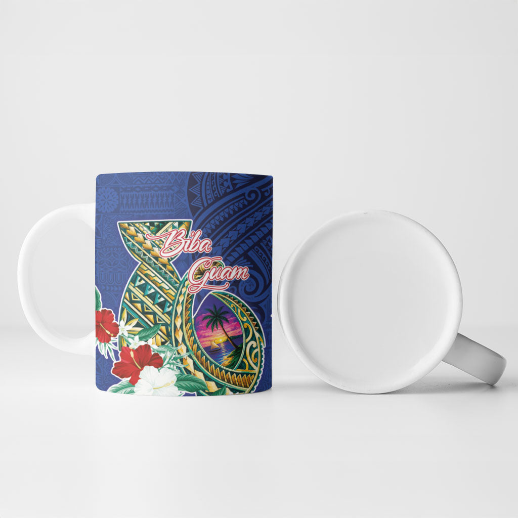 Guam Chamorro Ceramic Mug Tribal Latte Stone and Seal Artwork Polynesian Patterns