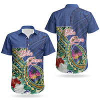 Guam Chamorro Couples Matching Puletasi and Hawaiian Shirt Tribal Latte Stone and Seal Artwork Polynesian Patterns