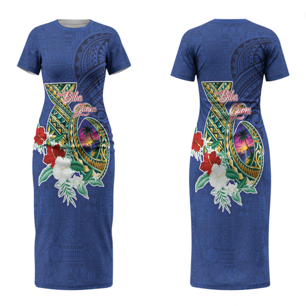 Guam Chamorro Couples Matching Short Sleeve Bodycon Dress and Hawaiian Shirt Tribal Latte Stone and Seal Artwork Polynesian Patterns