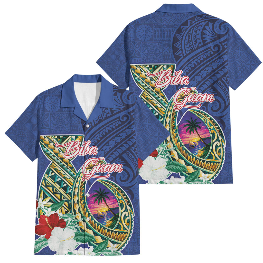 Guam Chamorro Family Matching Short Sleeve Bodycon Dress and Hawaiian Shirt Tribal Latte Stone and Seal Artwork Polynesian Patterns