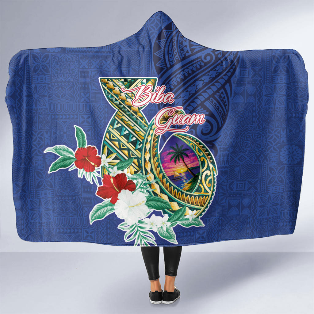 Guam Chamorro Hooded Blanket Tribal Latte Stone and Seal Artwork Polynesian Patterns LT03 One Size Multicolor - Polynesian Pride