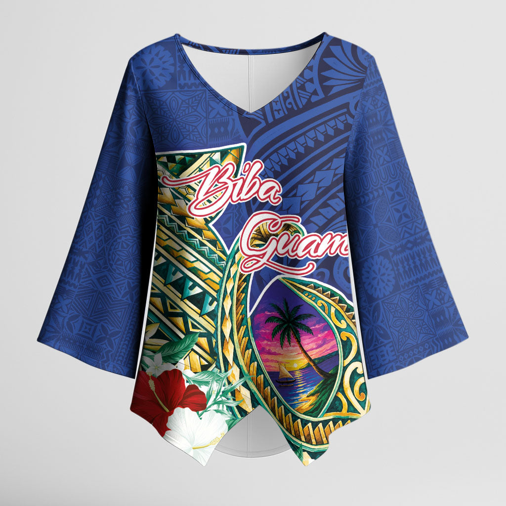 Guam Chamorro Kimono Sleeve Blouse Tribal Latte Stone and Seal Artwork Polynesian Patterns LT03 Female Multicolor - Polynesian Pride