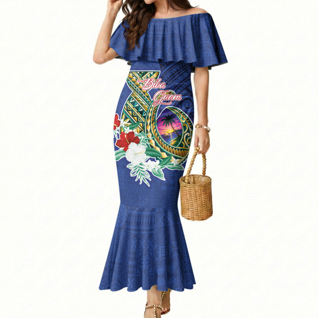 Guam Chamorro Mermaid Dress Tribal Latte Stone and Seal Artwork Polynesian Patterns LT03 Women Multicolor - Polynesian Pride