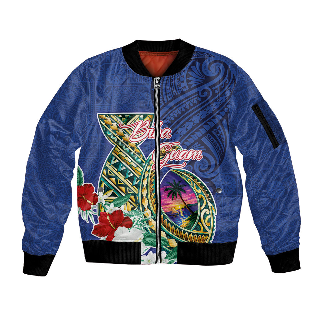 Guam Chamorro Sleeve Zip Bomber Jacket Tribal Latte Stone and Seal Artwork Polynesian Patterns LT03 Unisex Multicolor - Polynesian Pride