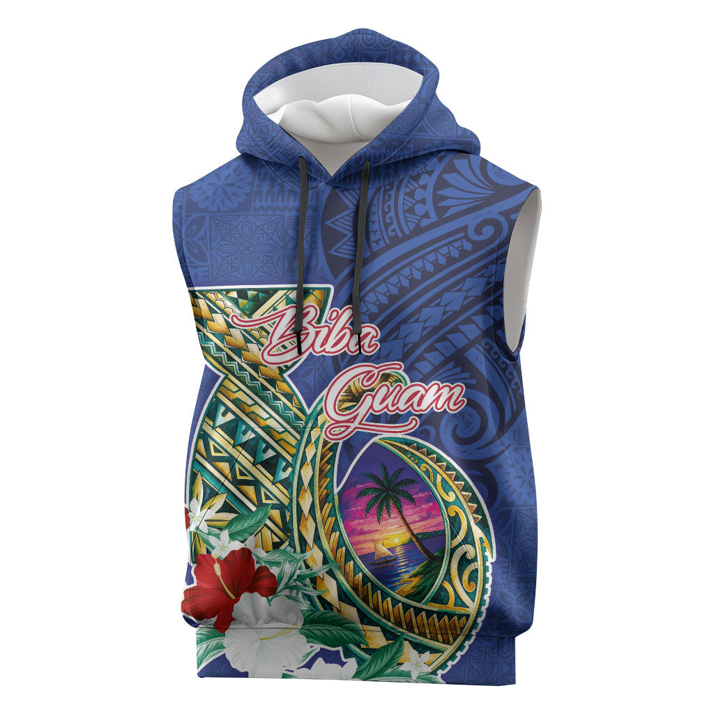 Guam Chamorro Sleeveless Hoodie Tribal Latte Stone and Seal Artwork Polynesian Patterns LT03 Multicolor - Polynesian Pride