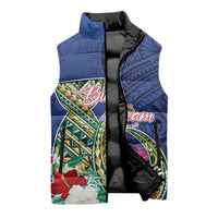 Guam Chamorro Sleeveless Puffer Jacket Tribal Latte Stone and Seal Artwork Polynesian Patterns