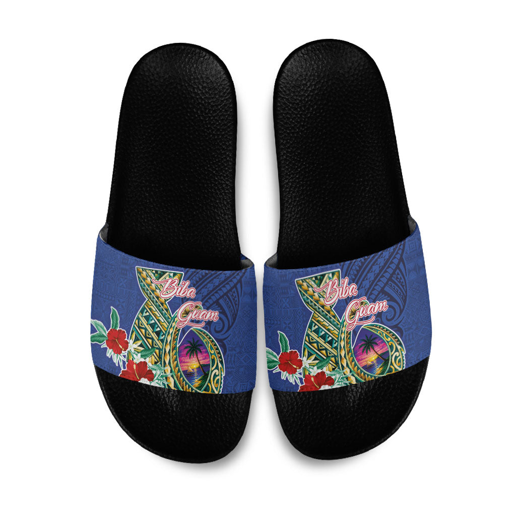 Guam Chamorro Slide Sandals Tribal Latte Stone and Seal Artwork Polynesian Patterns LT03 Multicolor - Polynesian Pride