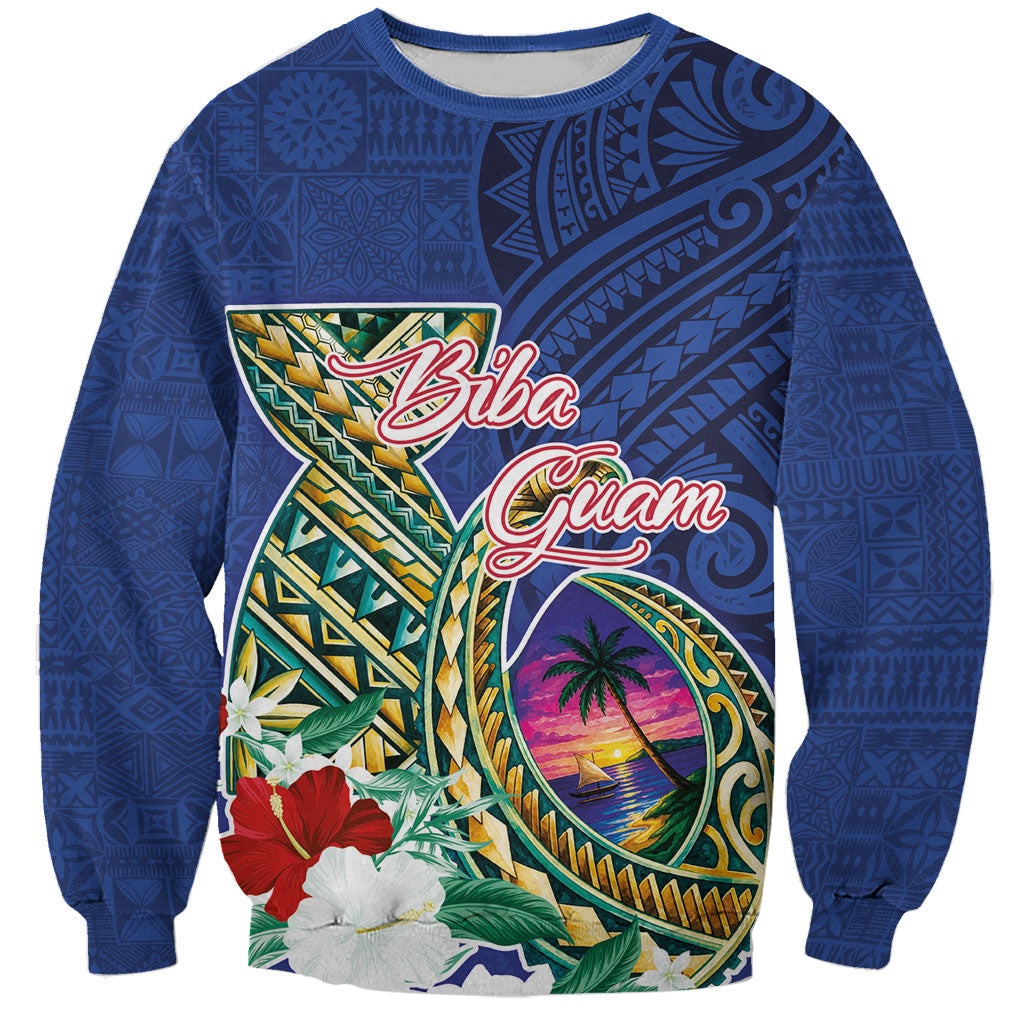 Guam Chamorro Sweatshirt Tribal Latte Stone and Seal Artwork Polynesian Patterns