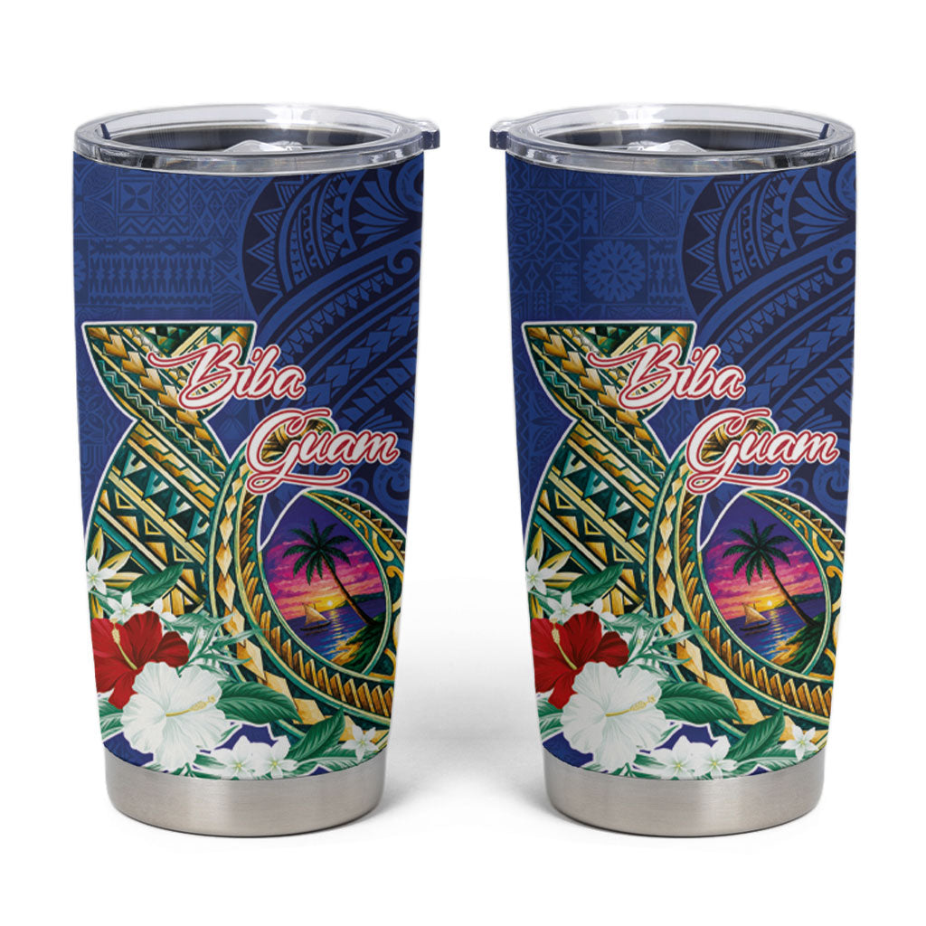 Guam Chamorro Tumbler Cup Tribal Latte Stone and Seal Artwork Polynesian Patterns LT03 Multicolor - Polynesian Pride