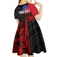 Personalised Samoa 685 Kid Short Sleeve Dress Siapo Pattern and Samoa Flag Design