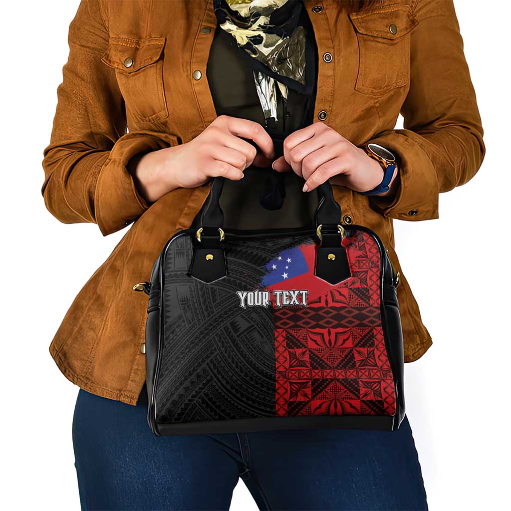 Personalised Samoa 685 Shoulder Handbag Siapo Pattern and Samoa Flag Design