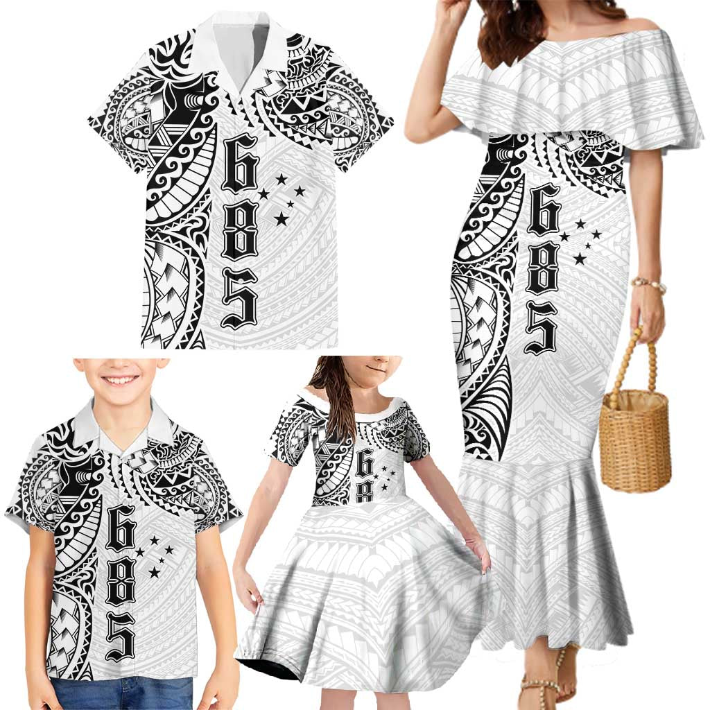 Samoa 685 Art Traditional Tattoo Pattern Family Matching Mermaid Dress and Hawaiian Shirt White Color LT03 - Polynesian Pride