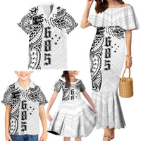 Samoa 685 Art Traditional Tattoo Pattern Family Matching Mermaid Dress and Hawaiian Shirt White Color LT03 - Polynesian Pride