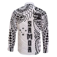 Samoa 685 Art Traditional Tattoo Pattern Family Matching Off The Shoulder Long Sleeve Dress and Hawaiian Shirt White Color LT03 - Polynesian Pride