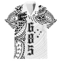Samoa 685 Art Traditional Tattoo Pattern Family Matching Off Shoulder Maxi Dress and Hawaiian Shirt White Color LT03 Dad's Shirt - Short Sleeve White - Polynesian Pride