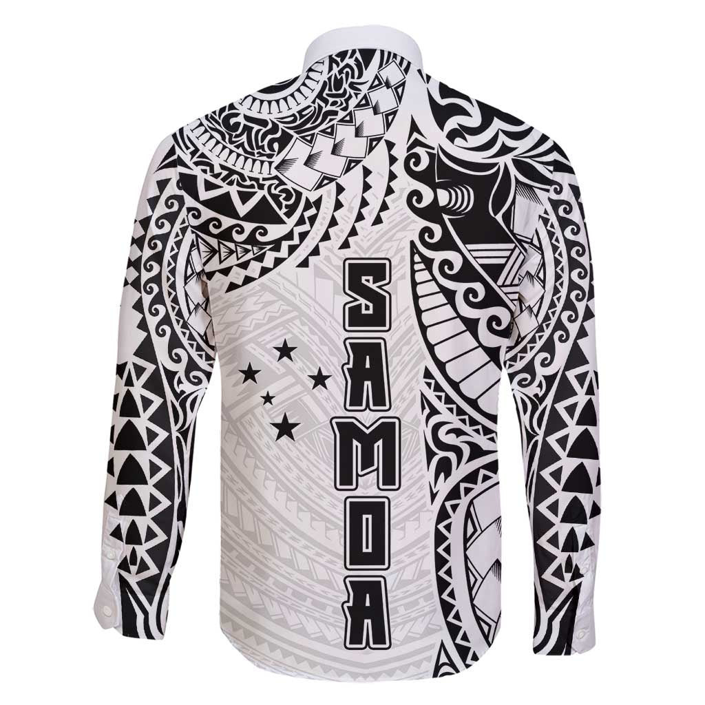 Samoa 685 Art Traditional Tattoo Pattern Family Matching Off Shoulder Maxi Dress and Hawaiian Shirt White Color LT03 - Polynesian Pride