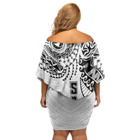 Samoa 685 Art Traditional Tattoo Pattern Family Matching Off Shoulder Short Dress and Hawaiian Shirt White Color LT03 - Polynesian Pride
