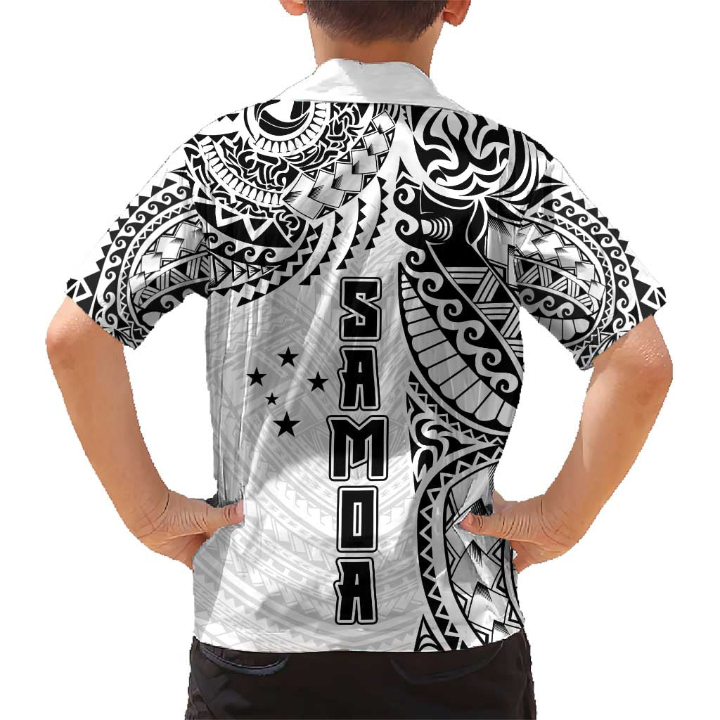 Samoa 685 Art Traditional Tattoo Pattern Family Matching Short Sleeve Bodycon Dress and Hawaiian Shirt White Color LT03 - Polynesian Pride