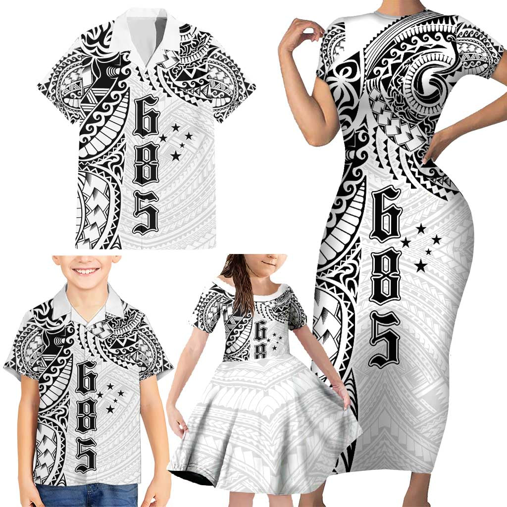 Samoa 685 Art Traditional Tattoo Pattern Family Matching Short Sleeve Bodycon Dress and Hawaiian Shirt White Color LT03 - Polynesian Pride