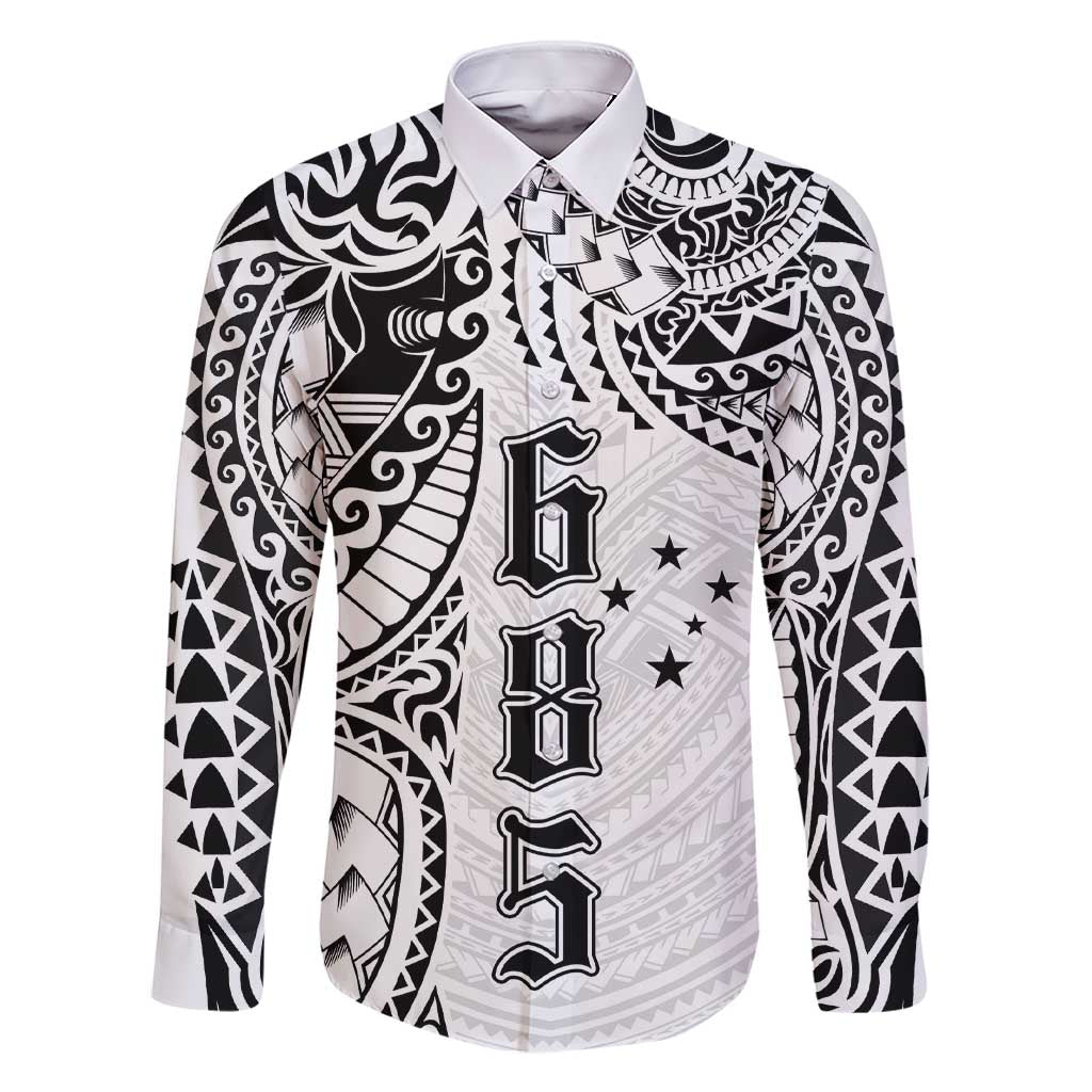 Samoa 685 Art Traditional Tattoo Pattern Family Matching Short Sleeve Bodycon Dress and Hawaiian Shirt White Color LT03 Dad's Shirt - Long Sleeve White - Polynesian Pride