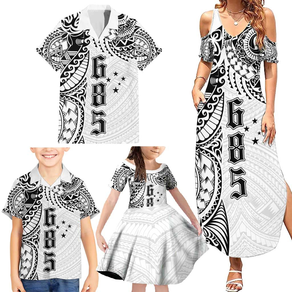 Samoa 685 Art Traditional Tattoo Pattern Family Matching Summer Maxi Dress and Hawaiian Shirt White Color LT03 - Polynesian Pride