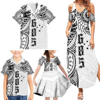 Samoa 685 Art Traditional Tattoo Pattern Family Matching Summer Maxi Dress and Hawaiian Shirt White Color LT03 - Polynesian Pride
