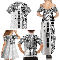 Samoa 685 Art Traditional Tattoo Pattern Family Matching Summer Maxi Dress and Hawaiian Shirt White Color LT03 - Polynesian Pride