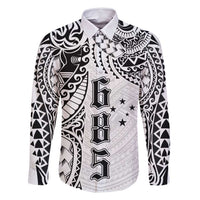Samoa 685 Art Traditional Tattoo Pattern Family Matching Summer Maxi Dress and Hawaiian Shirt White Color LT03 Dad's Shirt - Long Sleeve White - Polynesian Pride