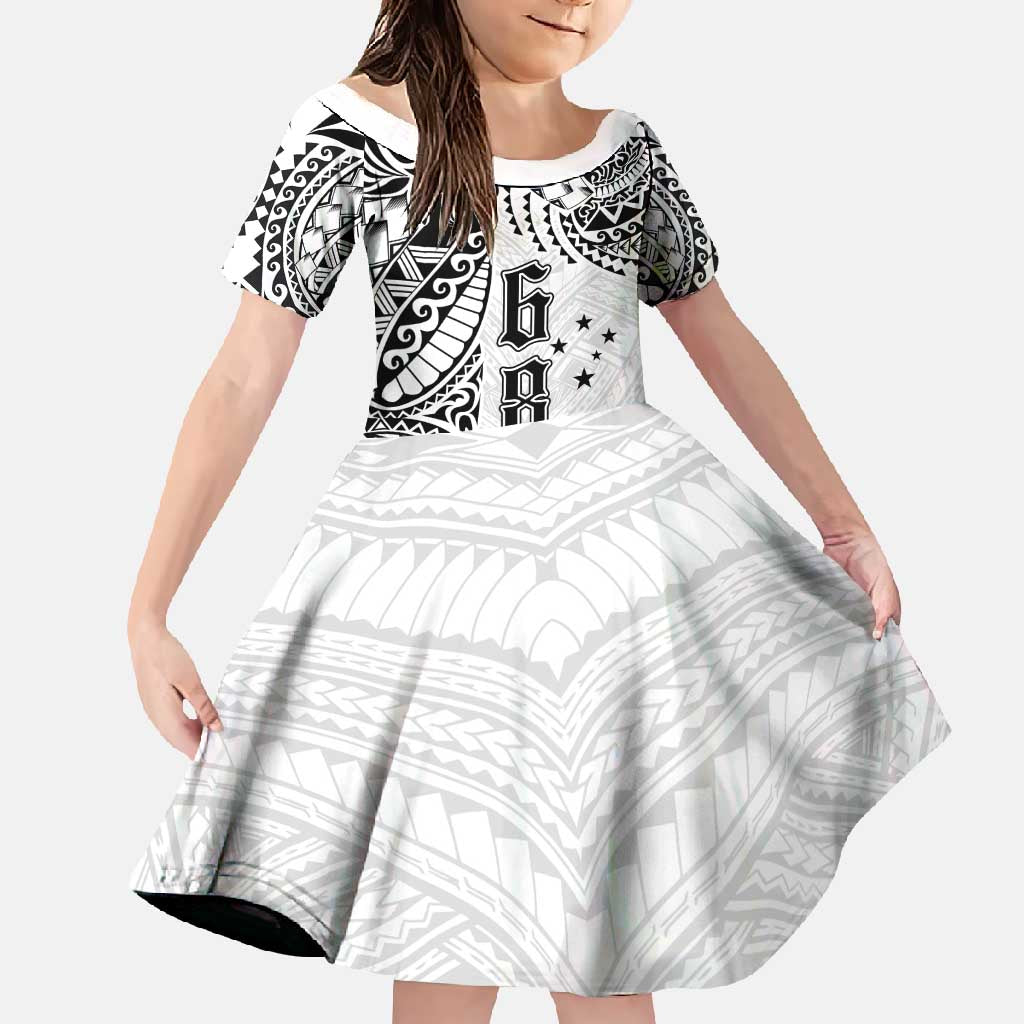 Samoa 685 Art Traditional Tattoo Pattern Family Matching Tank Maxi Dress and Hawaiian Shirt White Color LT03 Daughter's Dress White - Polynesian Pride