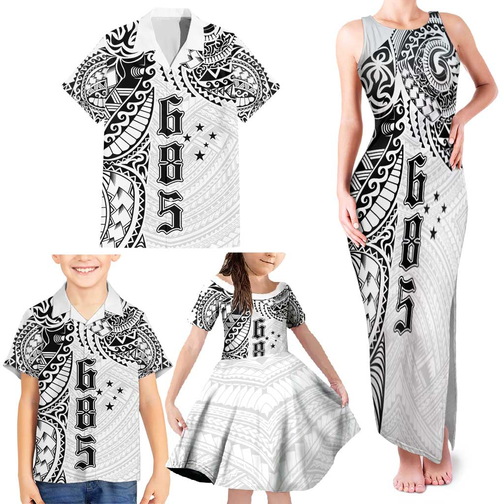 Samoa 685 Art Traditional Tattoo Pattern Family Matching Tank Maxi Dress and Hawaiian Shirt White Color LT03 - Polynesian Pride