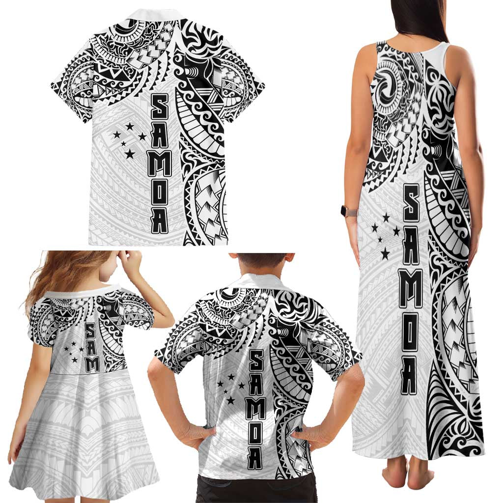 Samoa 685 Art Traditional Tattoo Pattern Family Matching Tank Maxi Dress and Hawaiian Shirt White Color LT03 - Polynesian Pride