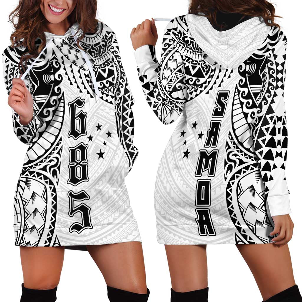 Samoa 685 Art Traditional Tattoo Pattern Hoodie Dress White Color LT03 - Polynesian Pride
