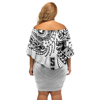 Samoa 685 Art Traditional Tattoo Pattern Off Shoulder Short Dress White Color LT03 - Polynesian Pride