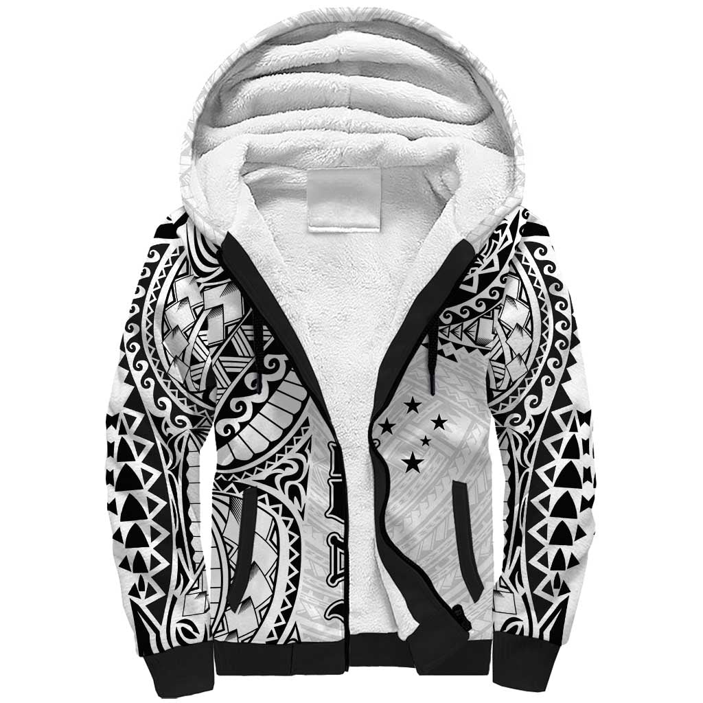 Samoa 685 Art Traditional Tattoo Pattern Sherpa Hoodie White Color LT03 Unisex White - Polynesian Pride