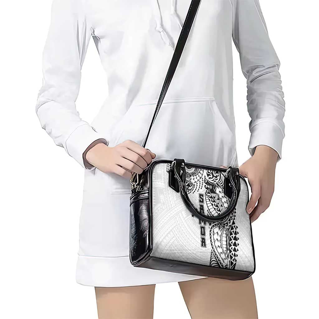 Samoa 685 Art Traditional Tattoo Pattern Shoulder Handbag White Color