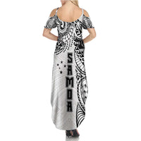 Samoa 685 Art Traditional Tattoo Pattern Summer Maxi Dress White Color