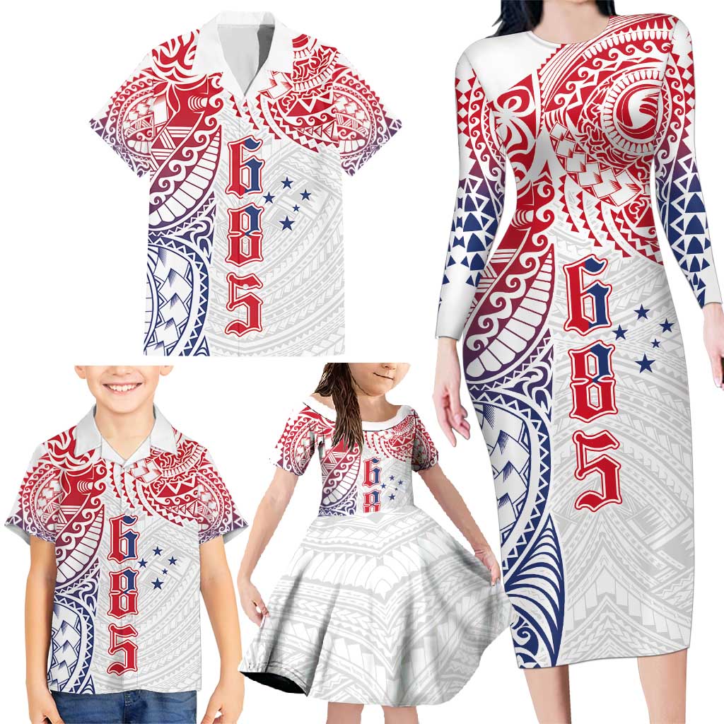 Samoa 685 Art Traditional Tattoo Pattern Family Matching Long Sleeve Bodycon Dress and Hawaiian Shirt Gradient Color LT03 - Polynesian Pride