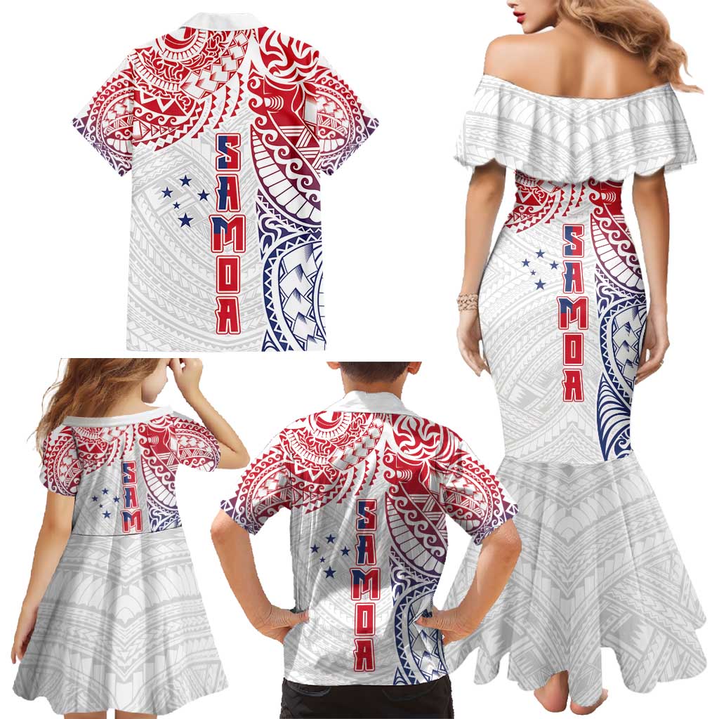 Samoa 685 Art Traditional Tattoo Pattern Family Matching Mermaid Dress and Hawaiian Shirt Gradient Color LT03 - Polynesian Pride
