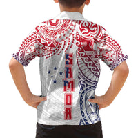 Samoa 685 Art Traditional Tattoo Pattern Family Matching Off The Shoulder Long Sleeve Dress and Hawaiian Shirt Gradient Color LT03 - Polynesian Pride