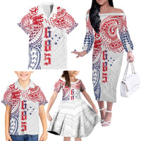 Samoa 685 Art Traditional Tattoo Pattern Family Matching Off The Shoulder Long Sleeve Dress and Hawaiian Shirt Gradient Color LT03 - Polynesian Pride