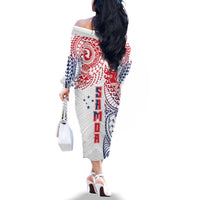 Samoa 685 Art Traditional Tattoo Pattern Family Matching Off The Shoulder Long Sleeve Dress and Hawaiian Shirt Gradient Color LT03 - Polynesian Pride