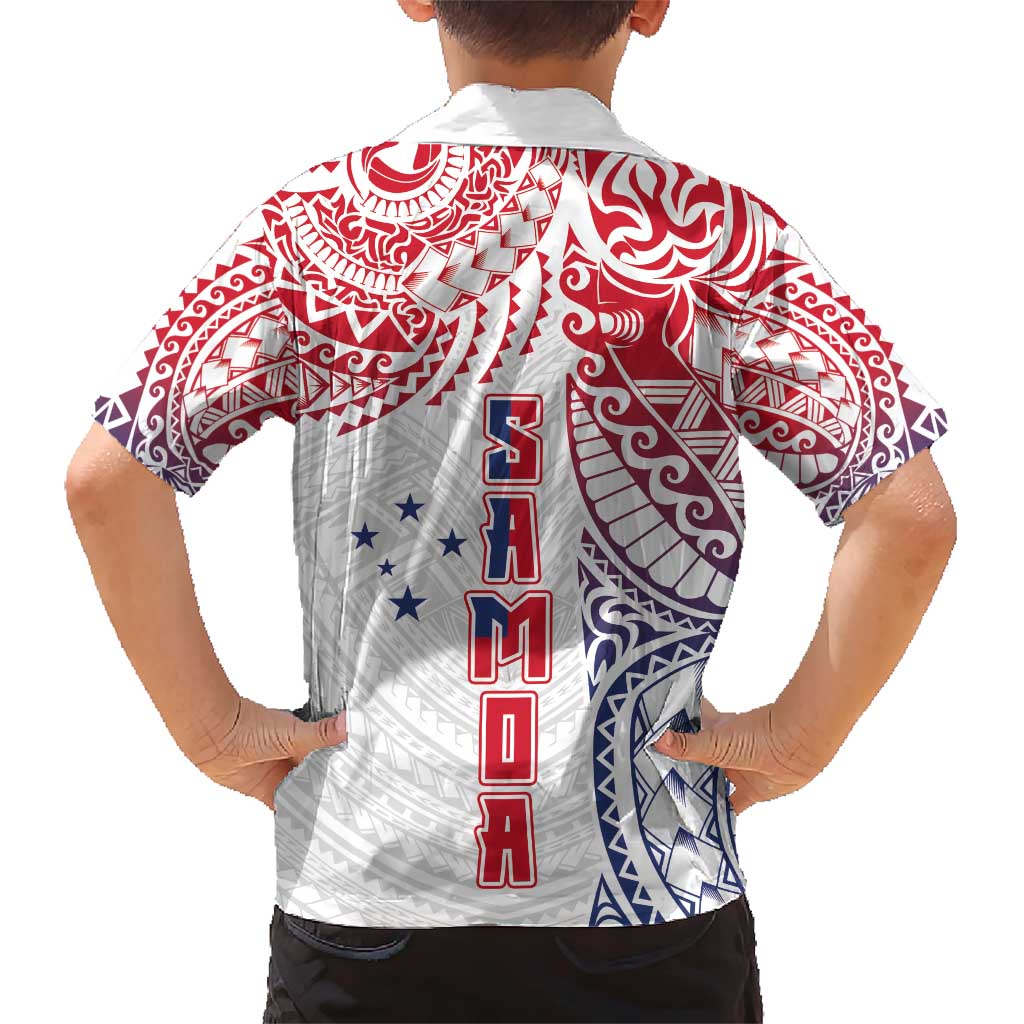 Samoa 685 Art Traditional Tattoo Pattern Family Matching Short Sleeve Bodycon Dress and Hawaiian Shirt Gradient Color LT03 - Polynesian Pride